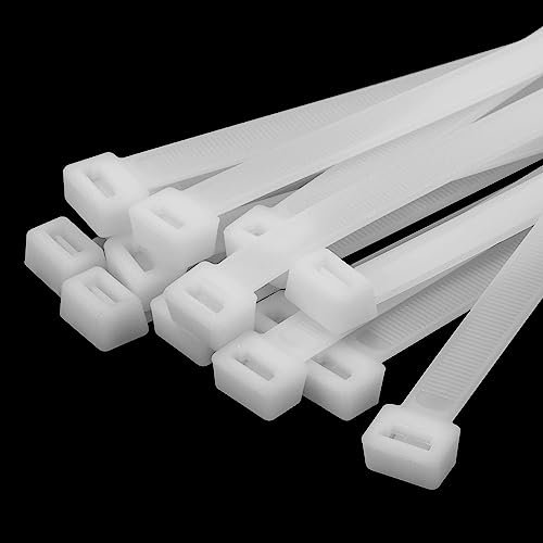 Armpow 40 Stücks 12x500mm Zugfestigkeit 114KGS/250LBS Kabelbinder Lang Robuste, UV-beständige Kabelbinder mit Schieber Kabelbinder aus dickem Nylon für Kabelmanagement(weiß)