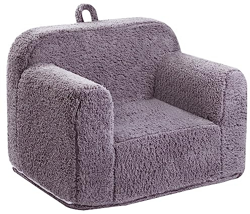 MOMCAYWEX Kids Snuggly-Soft Sherpa Chair, Cuddly Toddler Foam Chair for Boys and Girls, Grey