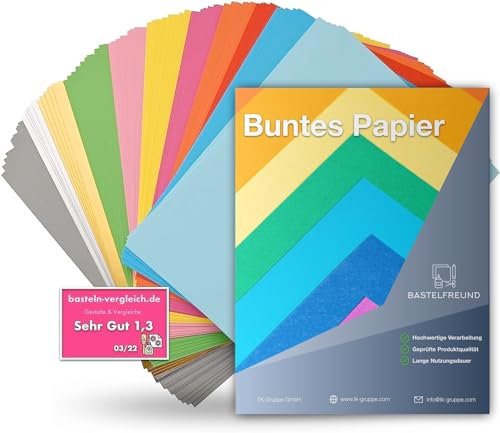360x Buntes Papier Tonpapier Buntpapier 120 g/m² - A4 Kopierpapier Druckerpapier bunt - zum Basteln & gestalten - Bastelpapier Tonkarton