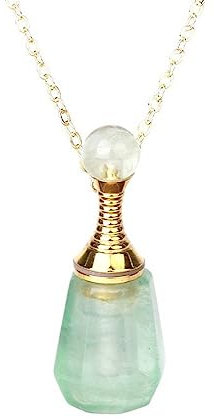 Tesselite Natürlicher Kristallstein, polyedrische Flaschen-Halskette, Tigerauge, weißer Kristall, Diffusor-Anhänger für ätherische Öle, Trendiger Schmuck für Frauen, grüner Fluorit, Einheitsgröße