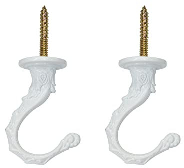 JAVOUKA 2 Pack Swag Hook Kit Black Finish Plant Hanging Ceiling Hook (White)