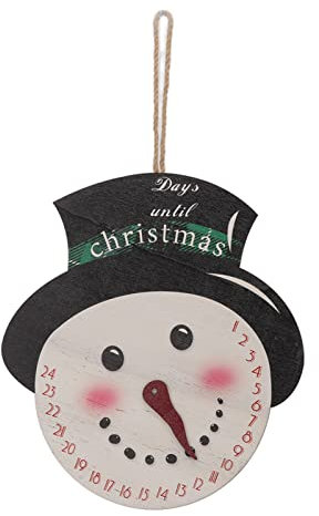 LKPOMI Weihnachts-Countdown-Türhänger, Schneemann, Holzschild Zum Aufhängen, Weihnachts-Feiertags-Holzschild, Türdekoration für Weihnachten, Winter, Party, Haustür-Dekoration