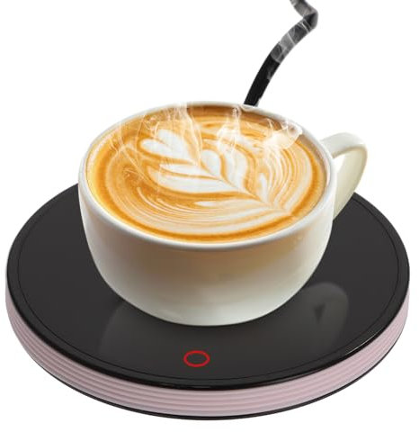 Calentador de Tazas de Café Inteligente Fangehong con 2 Ajustes de Temperatura, Posavasos Eléctrico Calentado hasta 55 ℃, Placa Calentadora de Bebidas Eléctrica Apagado Automático de 8 Horas (Rosa)