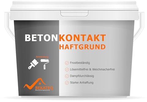 Betonkontakt 7kg innen und aussen, für glatte Untergründe - optimaler Haftgrund für Beton, Putz, Holz, Fliese, Gips, OSB - Grundierung & Haftbrücke - frostfest, wasserfest - BEKATEQ BK-165