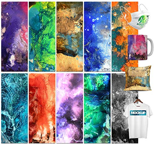 LUCKIGUCK Infusible Transfer Ink Sheets 10 Stück/Set Bunt Marmor, Unschmelzbare Transfer-Tintenblätter 11.5 x 30.5 cm, Farb- und Mustertransferfolie