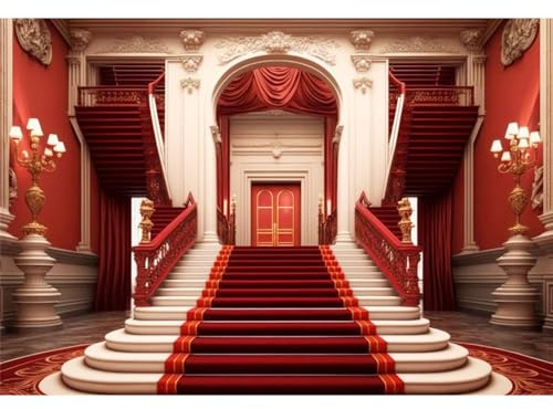 Ttincceer Palace Red Carpet Backdrop 300x200cm Luxus Ornate Palace Castle Interior Fotografie Hintergrund Hochzeit Mädchen Dame Geburtstag Party Hintergrund für Fotografie