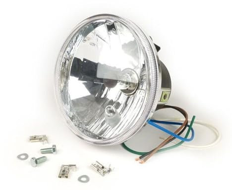Scheinwerfer Klarglas, d=120mm, 12V kompatibel mit verschiedene Lambretta und kompatibel mit Vespa Modelle