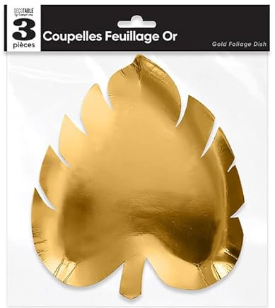 SURPRISEZ-VOUS Assiette mariage feuille or en coupelle (x3)