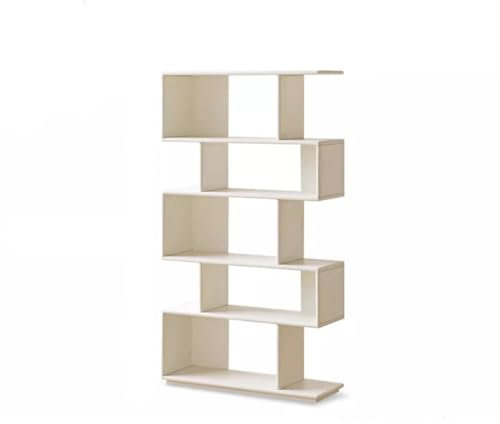 SOBOLON Shelves Solid Wood Bookshelf White Cream Style Floor-to-ceiling Storage Shelf Living Room Wall Partition Home Corner Bookcase Display Shelves