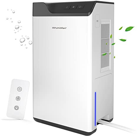 Dehumidifiers for Bedroom, 2L Watertank, 1.5m Drain Hose, Dual Semiconductor Dehumidifier, Auto Defrost, Auto Shut off, Dehumidifier with Remote Control for Home, Basement, Bathroom, RV