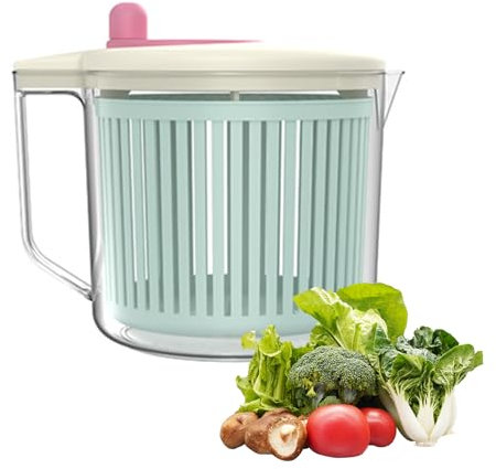 Pasdrucn 2.5L Salatschleuder Mit Deckel, Salatschleudern Mit Kurbelantrieb,Salad Spinner,Salatschleuder Klein Mit Griff, Salatschleuder Faltbar, Salatdressing Shaker Zum Waschen Und Trocknen Von Salat