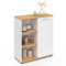 IDMarket VITO - Aparador auxiliar de 70 cm, 3 estantes y armario blanco y bandeja de madera