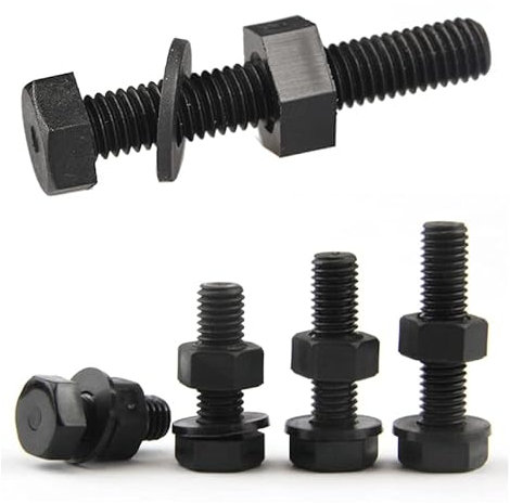 M5 25 pièces vis en nylon hexagonales extérieures noires, écrous, joints ensemble de combinaison de boulons en plastique isolés PA66 hexagone(8mm)