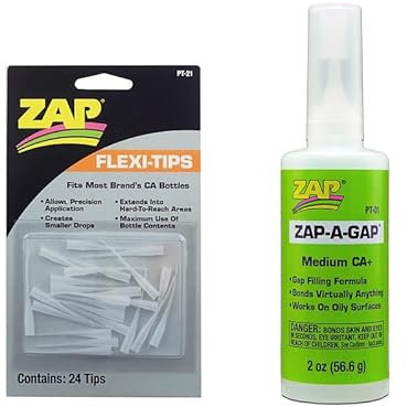 ZAP PT01 Medium CA+ 2oz AND PT21 Flexi-Tips Glue Applicators (24) Suitable for Pottery, Plastic, Rubber & Metal