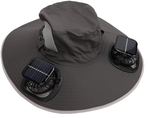 Fan Hat, Umbrella Hat Hat With Fan With 2 Solar Fans Nylon for Beach Outdoor Sports (Dark Gray)