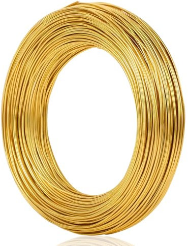 Tenbrachian Filo Alluminio 1 mm x 60 m, Filo per Bricolage, Filo di Alluminio Modellabile 1 mm, Filo Metallico Filo in Alluminio per Artigianale Fai-da-te Fiori Creazione di Gioielli(Oro)