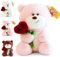 Teddybär, Plüsch-Bär, 28cm Teddy mit Herz Rose, Stofftier Teddy, Teddybären Rose Stofftier, Dekozimmer Kissen, Schmusetier Geschenke Für Mama, Kinder, Liebhaber, Valentinstag, Geburtstage (Rosa)