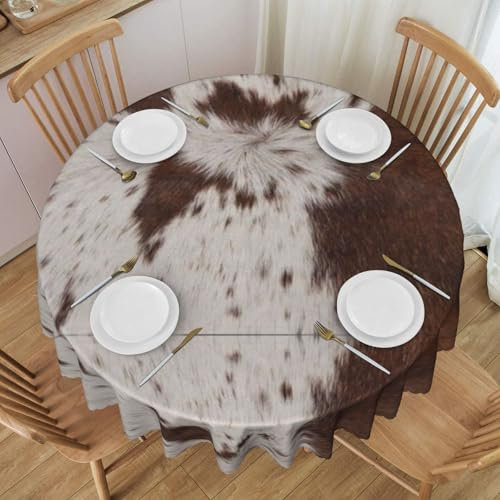 Kuh Kuhfell Druck,Waschbare, faltenfreie Tischdecke für Picknick, Camping, Party, Essen, runde Tischdecke 60 Zoll
