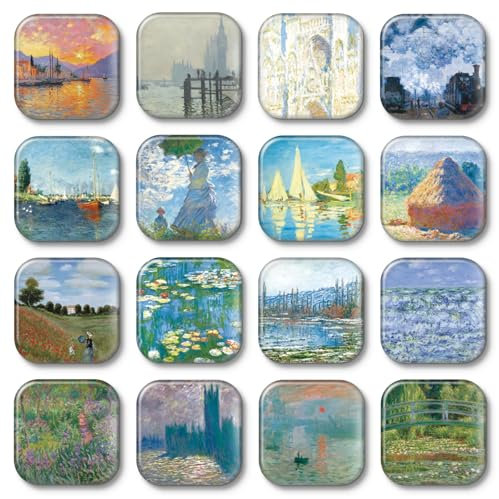 MORCART Monet Magnete für Kühlschrank, niedliche Schließfachmagnete, dekorativ für Kühlschrank, Whiteboard, Schrank, Büro, Küche, Tafel, Kunst für Erwachsene, 16 Stück