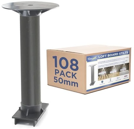 Homemate® Loft Board Stilts - Loft Attic Board Raising Kit for Extra Insulation Storage Raised Flooring Loft Spacing Legs (50mm - 108 Pack)