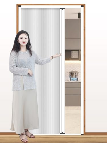 ZAQYCM Porte Pliante accordéon Portes Pliantes Intérieures Accordéon sur Mesure, Portes Accordéon Blanches pour Salle De Bain, Douche, Placard, Garde-Manger avec Poignée, Serrure(H 200cm,W 90cm)