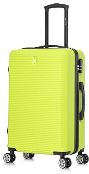CELIMS - Valigia Media Giallo Fluo Rigida con 4 Ruote Leggera Stiva 20kg 65cm | Serratura Integrata | ABS | Valigia Media con 4 Ruote 65cm | Valigia Week-End | Giallo Fluo