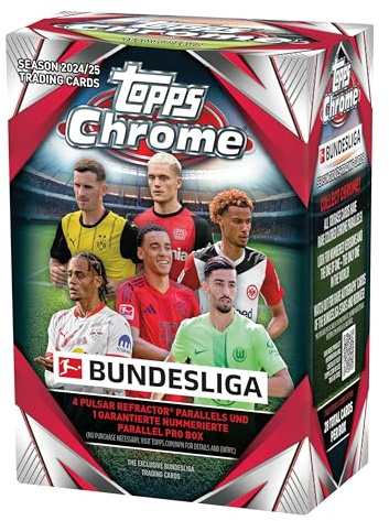 Topps Chrome Bundesliga Season 2024/25 Fussball Vorteilsbox - 7 Packungen pro Box - 4 Karten pro Packung