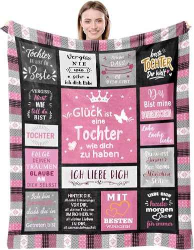 TDDKFB Geschenke für An Meine Tochter Decke,Kuscheldecke für Tochter von Papa und Mutter für BesteTochter Geschenk,PositivWeihnachts Geburtstags Geschenke Sofa Reisen Decke