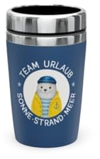 la Vida Edelstahl Thermo Becher to go, 240 ml, Isolierbecher im maritimen Design, Motiv Seehund, 13,5x8,4cm