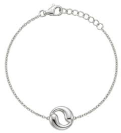 Suzan Gold Armband 925 Sterling Silber Damen Kreis vergoldet minimalistisch filigran rundes Element elegant verstellbar Geschenk für Frauen