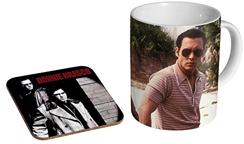 Johnny Depp Al Pacino Donnie Brasco Ceramic Coffee MUG + Coaster Gift Set …