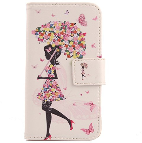 Lankashi PU Flip Leder Tasche Hülle Case Cover Handytasche Schutzhülle Etui Skin Für NUU A6L 5 (Umbrella Girl Design)