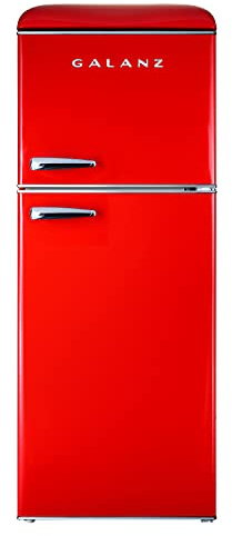 Galanz GLR46TRDER Retro Compact Refrigerator with Freezer Mini Fridge with Dual Door, Adjustable Mechanical Thermostat, 4.6 Cu Ft, Red