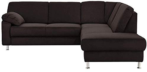 Cavadore Ecksofa Belfast mit Ottomane rechts / Polsterecke mit Federkern / 243 x 88 x 218 / Mikrofaser Schwarz