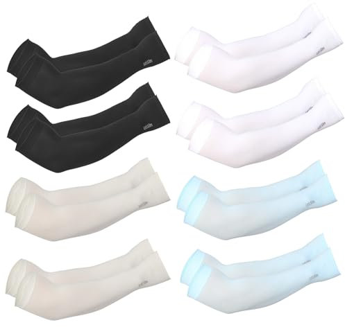 LAITER 8 Paar Unisex Sommer Arm Ärmel Arm-Wärmer Sleeves UV-Schutz Kühler Ärmel Arm Abdeckung für Laufen Radfahren Wandern Klettern Golfen Outdoor Aktivitäten