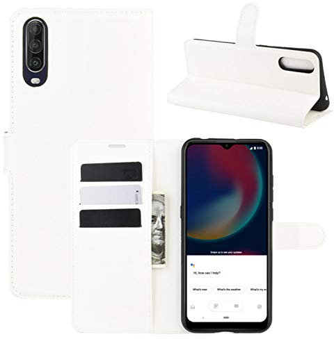 HualuBro Cover Wiko View 4 Lite, Flip Cover a Libro in PU Pelle Antiurto Portafoglio Leather Case Custodia per Wiko View 4 Lite Cover (Bianco)
