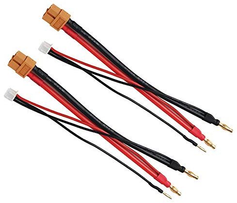 Yiqigou 2 Pack XT60 Plug Female Connector to 4MM Banana Plug Bullet Connector Adapter Lead with 2S JST-XH Balance Plug for RC Car Drone Lipo Battery