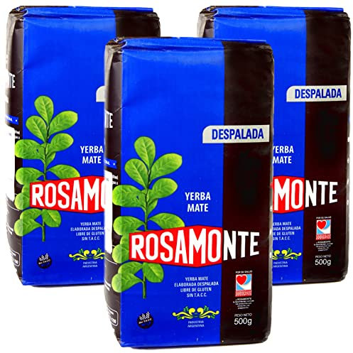 Rosamonte Yerba Mate Tè Despalada 1.5kg (3 x 500g) | Set Mate Argentino | Bevanda disintossicante ed energetica