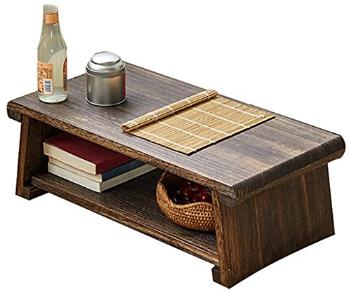Couchtische Japanischer Antiker Klappfuß Boden Niedriger Arbeitstisch Tatami Fensterbank Balkon Niedriger Tisch Bodentisch (Color : Brown, Size : 50×30cm)