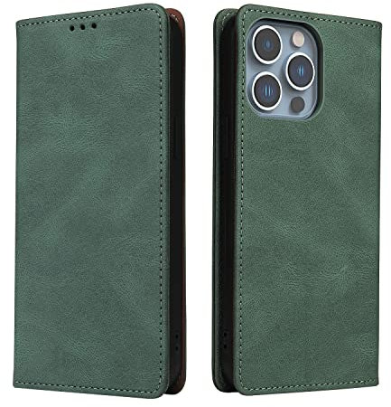 ZCDAYE Skin Touch Feeling Case for iPhone 13 Pro Max,Premium PU Leather Lightweight Folding Stand Cover with Card Slots iPhone 13 Pro Max Case - Green