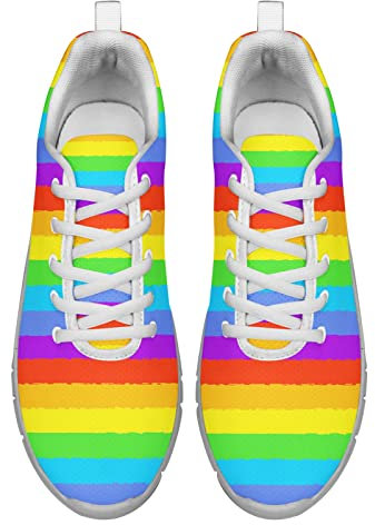 Dolyues Regenbogen LGBT Druck Sporthalle Schnürsneaker Lässige Leichte Atmungsaktive Trainer Joggingschuhe 38 EU