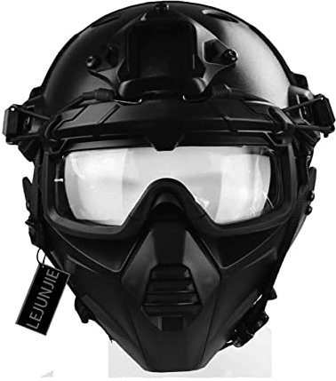 PJ Taktik Airsoft Schutz Fast Helm mit Schutzbrille und halber Gesichtsschutz Maske Passend für Paintball CS