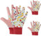 Ainiv Handschuhe für Garten, 3er Set Gartenhandschuhe, Antirutschbeschichtung Arbeitshandschuhe, Arbeitshandschuhe mit PVC-Punkten reißfester Canvas-Stulpe Zum pflanz & Gartenarbei (Begonienblumen)