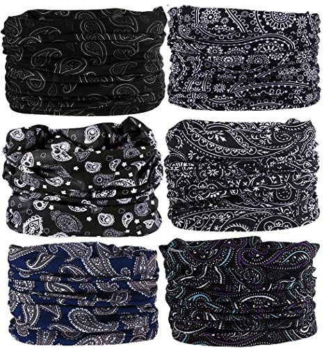 MOBEST Neck Gaiter Mask Face Scarf Bandana Tube Cover Headwear Balaclava Headband Headwrap for Men and Women (6-Black)