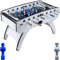 RAMROXX Fußball Tischkicker Premium Weiß Glasspielfeld Figuren Blau Weiss 80kg