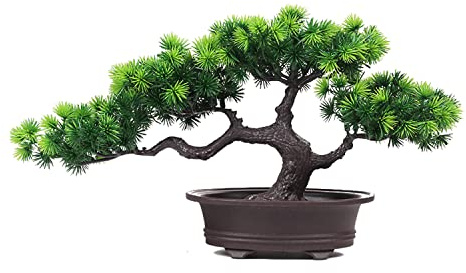 Verve Jelly künstliche Bonsai Kiefernbaum, Kunsttopfpflanze gefälschte Baumkanäle Ornamente Faux Blumen falsche grüne Topfpflanzen kreative Simulation Bonsai Topf für Wohnkultur