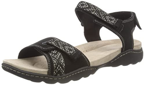 Clarks Femme Amanda Sprint Sandales de Sport, Black SDE, 39 EU Étroit