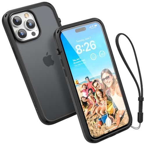Catalyst Influence Case for iPhone 14 Pro Max, Compatible with MagSafe, Drop Proof, fingerprint Resistant, Durable, Easy to Clean and Install, 30% louder forward audio Lanyard Included - Stealth Black