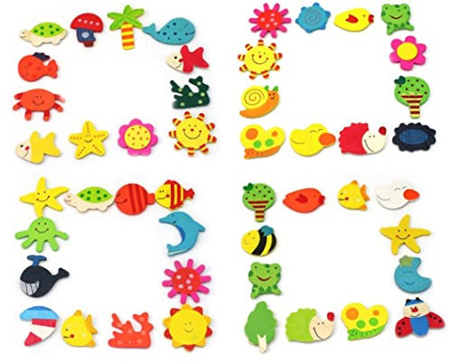 1set(24pcs) Lovely Animals Fridge Magnets Refrigerator Magnets Wooden Magnetic Animal Figures Novelty Refrigerator Magnets Educational Kid Toys Wooden Magnetic Animal Figures.