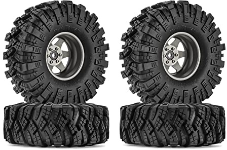 INJORA 1.9 Schlamm Reifen Sat Offset -8.9mm Beadlock Felge für 1/10 RC Crawler Auto Axial SCX10 90046 UTB18 TRX4,Grau